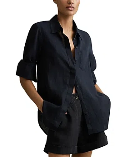 Reiss Belle Linen Shirt In Indigo