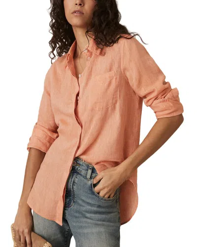 Reiss Belle Linen Shirt In Orange