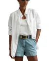 Reiss White Linen Button Through Shirt In White