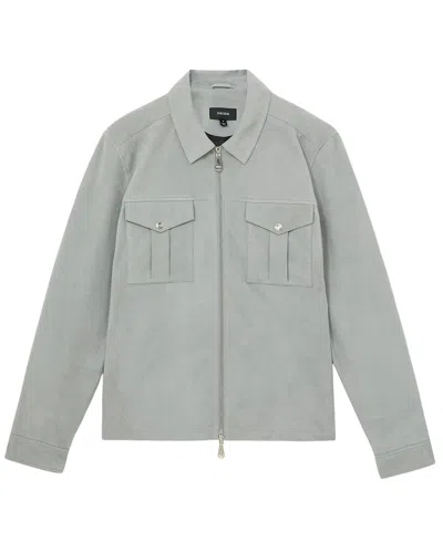 Reiss Belle Suede Leather Zippered Jacket In Blue