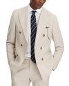 Reiss Stone Slim Fit Double Breasted Blazer In Stone