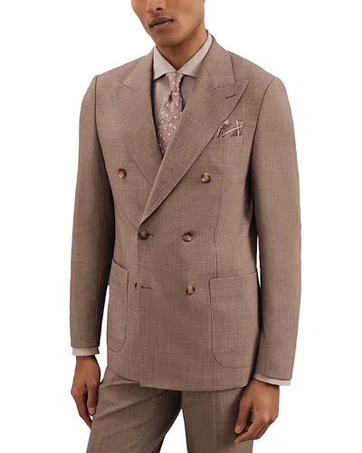Reiss Belmont Double Breasted Textured Blazer In Brown