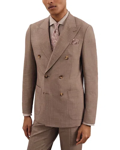 Reiss Belmont Peak Textured Wool-blend Blazer In Brown