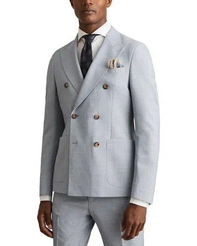 Reiss Belmont Peak Textured Wool-blend Formal Jacket In Blue