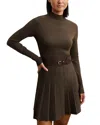 Reiss Belted Knitted Mini Dress In Brown
