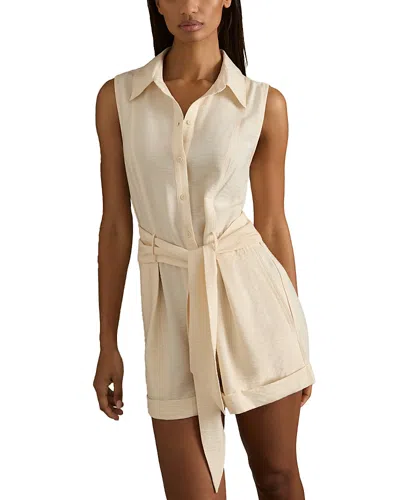 Reiss Belted Sleeveless Playsuit In Cream