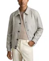 Reiss Benny Dogtooth Check Shirt Jacket In Soft Grey/white