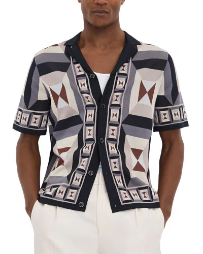Reiss Beresford Cuban Button Top In Brown