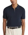 Reiss Berkley Slim Fit Quarter Zip Knit Polo Shirt In Navy