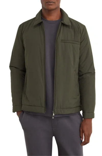 Reiss Bernardi Zip Through Technical Fabric Lightweight Jacket In Green
