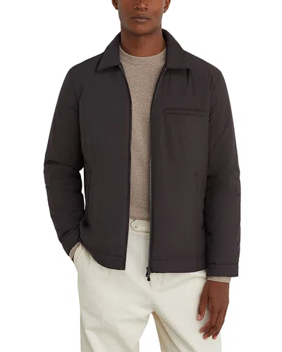 Reiss Bernardi Zip Through Technical Fabric Lightweight Jacket In Brown