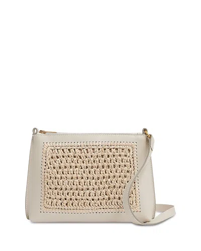 Reiss Bernice Raffia Leather Bag In Off White