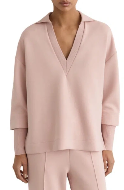 Reiss Bernie Johnny Collar Sweatshirt In Pink