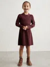 Reiss Berry 9-13 Yrs Embellished Collar Knitted Dress In Burgundy