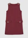 Reiss Berry Button Detail Sleeveless Shift Dress In Brown