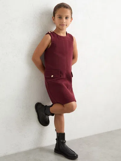Reiss Berry Button-detail Sleeveless Shift Dress In Red
