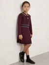 Reiss Berry Freya Piped Knitted Skater Dress In Burgundy