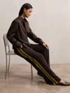 Reiss Berry Petite Knitted Side-stripe Wide-leg Trousers In Purple