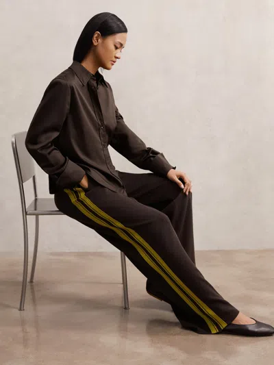 Reiss Berry Petite Knitted Side-stripe Wide-leg Trousers In Purple