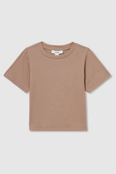 Reiss Berry 13-14 Yrs Cotton-jersey Ribbed Short-sleeve T-shirt