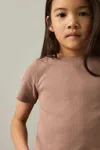 Reiss Kids' Berry 9-13 Yrs Cotton-jersey Ribbed Short-sleeve T-shirt