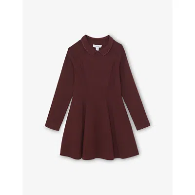 Reiss Kids' Berry Zadie Embellished-collar Knitted Dress 9-13 In Purple