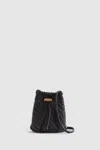 Reiss Berti - Black Berti Woven Leather Bucket Bag In Black
