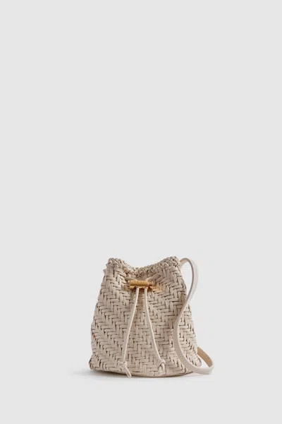 Reiss Berti - White Woven Leather Bucket Bag, In Neutral