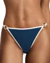 Reiss Bianca Contrast Trim Fixed Swimsuit In Blue