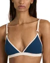 Reiss Blue/white Bianca Contrast-trim Triangle Bikini Top In Blue/white