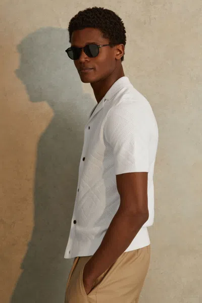Reiss Biarritz - White Cotton Cuban Collar Shirt, Xs