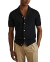 Reiss Navy Biarritz Cotton Cuban Collar Shirt In Navy