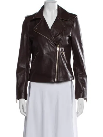 Pre-owned Reiss Biker Jacket In Brown