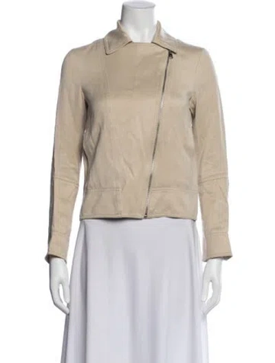 Pre-owned Reiss Biker Jacket In Neutral