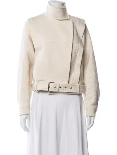 Pre-owned Reiss Biker Jacket In Neutrals