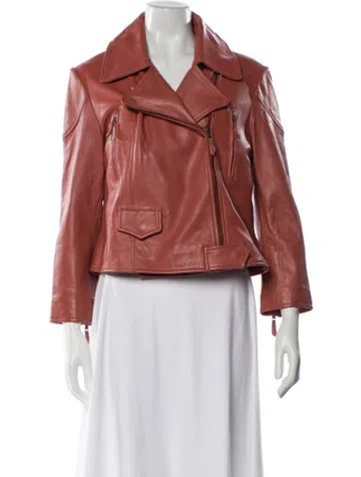 Pre-owned Reiss Biker Jacket W/ Tags In Orange