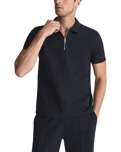 Reiss Billy 1/2-zip Textured Polo In Black