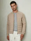 Reiss Biscuit Brown Rochdale Hybrid Quilt Raglan-sleeve Bomber Jacket