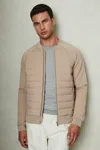 Reiss Biscuit Brown Rochdale Hybrid Quilt Raglan-sleeve Bomber Jacket In Biscuit Brown