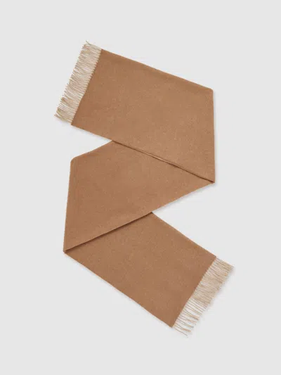 Reiss Biscuit Wool-cashmere Scarf In Brown
