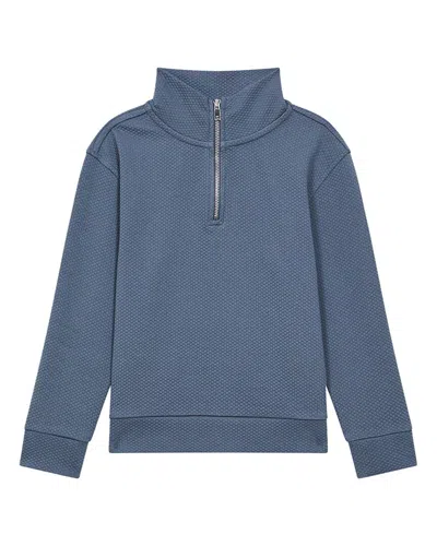 Reiss Kids' Bishop 1/2-zip Textured Pullover In Blue