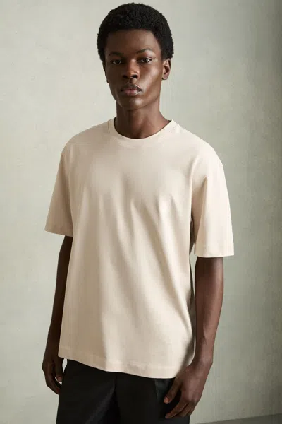 Reiss Bisque Stone Cotton Garment-dyed Oversized T-shirt