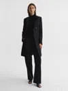 Reiss Mia Wool-blend Mid Length Coat In Black