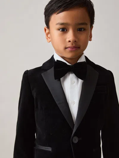 Reiss Kids' Black 9-13 Yrs Single-breasted Velvet Blazer