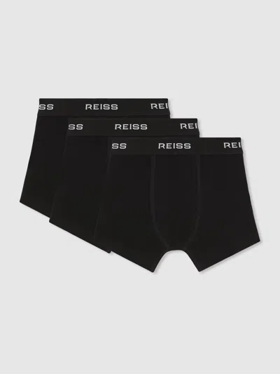 Reiss Black 9-13 Yrs Stretch-cotton Logo-waistband Boxers 3 Pack