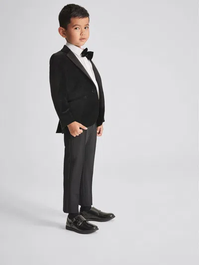 Reiss Black Ace 4-9 Yrs Single Breasted Velvet Blazer