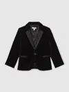 Reiss Black Ace Single-breasted Velvet Tuxedo Blazer