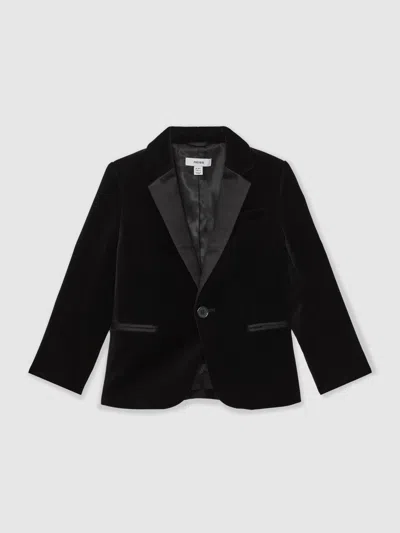 REISS REISS BLACK ACE SINGLE-BREASTED VELVET TUXEDO BLAZER