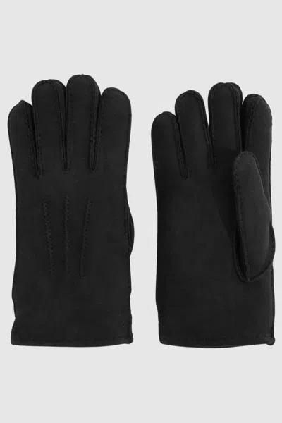 Reiss Black Agon Shearling Gloves