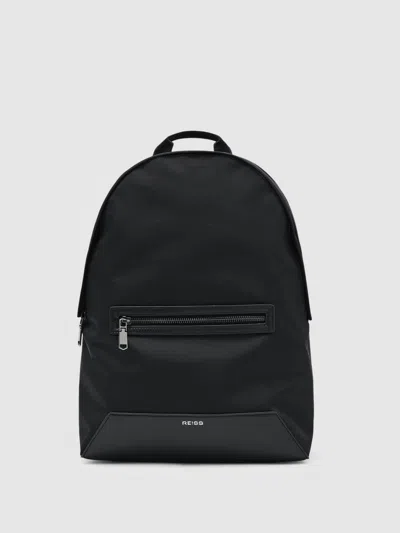Reiss Black Allen Woven Zipped Backpack